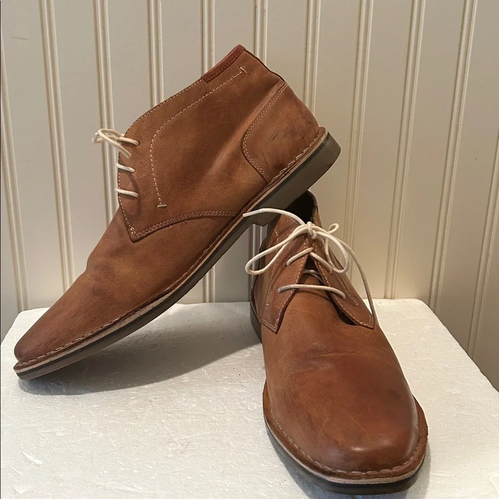 Steve Madden Leather Chukka LaceUp ankle bootie shoes men’s size 16 camel brown